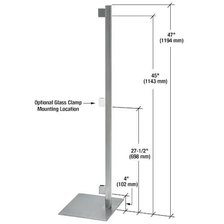 Brushed Stainless F-Post 47-in - Right Hand